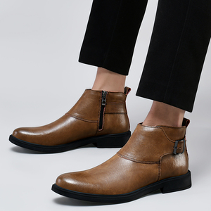 Botines <span class=keywords><strong>Chelsea</strong></span> para Hombre de Piel Genuina de Vaca con Punta Puntiaguda y Cierre, Tallas 37-48, <span class=keywords><strong>Botas</strong></span> de Invierno para Hombre - Product Image 3
