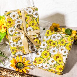 Kraft Floral Gift Wrapping <b>Paper</b> Roll Yellow Daisy 23.4 Square Feet Craft <b>Paper</b> Wedding Anniversary Birthday Easter - Product Image 3