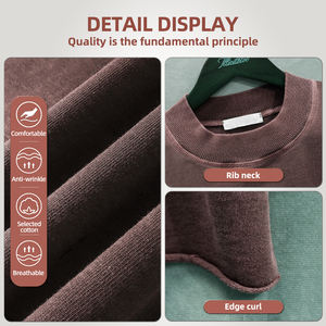 Camiseta de Hombre Estilo Urbano, Corte Cuadrado, Algodón Peinado 280gsm, Cuello Redondo, Hombros Caídos, Estilo Vintage Lavado Ácido - Product Image 3