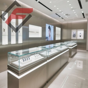 Vitrine de bijoux en fer acrylique MDF de montre d'éclairage LED de luxe pour l'utilisation de centre commercial de salle d'exposition de magasin de détail