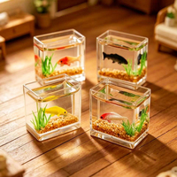 Mini aquarium en verre personnalisé, accessoire pour maison de poupée, décor de scène d'aquarium simulé avec poissons koï, modèle de micro-paysage de bureau
