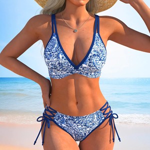 Ensemble de bikini sexy deux pièces avec coussinets de soutien-gorge, sans armatures, doublure en polyester, tailles SMLXL, maillot de bain de plage - Product Image 4