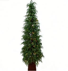 <span class=keywords><strong>Sapin</strong></span> de Noël artificiel pré-éclairé de 2,13 m (7 pieds) en PE à 100 % avec base décorative spéciale et lumières LED chaudes pour la décoration intérieure des fêtes - Product Image 1