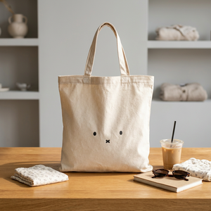 Bolsa de Tela Grande Personalizada con Logotipo Bordado, Linda, 100% Algodón, con Cierre de Botón y Cremallera y Ribete Verde - Product Image 1