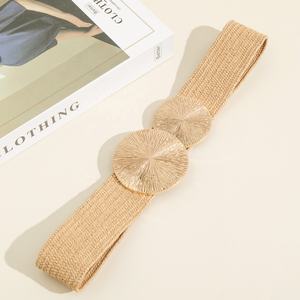<span class=keywords><strong>Ceinture</strong></span> <span class=keywords><strong>tressée</strong></span> tendance <span class=keywords><strong>en</strong></span> alliage pour filles, avec double <span class=keywords><strong>ceinture</strong></span> dorée extensible et large, <span class=keywords><strong>en</strong></span> <span class=keywords><strong>paille</strong></span> PP, collection 2025 – Nouveauté promotionnelle - Product Image 5