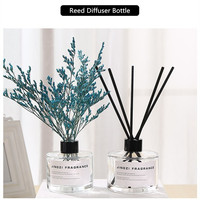 Bouteille en verre cylindrique vide pour diffuseur à bâtonnets, 100ml 200ml, fond épais, noir et blanc, personnalisable avec logo, vente en gros, durable, estampage à chaud, pour la maison
