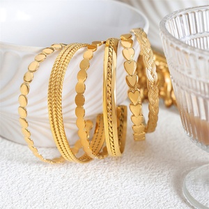Wholesale Minimalist Jewelry Tarnish Free Gold Plated Adjustable <b>Bangle</b> <b>Bracelets</b> for Women - Product Image 2