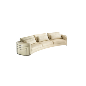 Juego de sofá seccional de 3-6 plazas de esquina curvada de diseñador italiano de lujo sofá de cuero genuino para salas de estar-muebles de hotel - Product Image 6