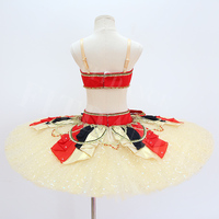 T0957 Jupe jaune clair et rouge pour enfants adultes avec service personnalisé Vêtements de danse de scène Tutu de ballet professionnel
