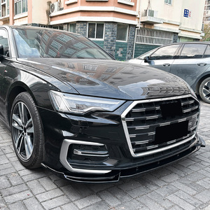 Audi A6 C8 Sline Front Lip Splitter <b>Corner</b> <b>Protectors</b> Exterior Trim Piano Black Carbon Fiber Texture 2018-2025 - Product Image 1