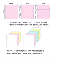 Papel Continuo para Computadora Sin Carbón de 241 mm, 1, 2, 3 y 4 Capas, en Rojo/Blanco/Amarillo, Papel de Oficina con Logotipo Personalizado