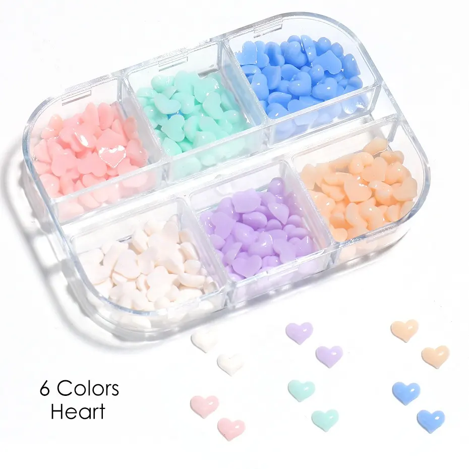 Wholesale Light Change Love Nail Art Jewelry Rhinestone Japanese Candy Color Heart Shaped 3D DIY Nail Supplies