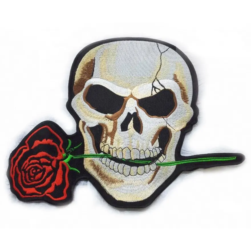 Custom national flag woven patch air force uniform iron on patch rose skeleton embroidered patches for clothes and hats