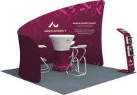Stand d'exposition modulaire portable incurvé pour salon professionnel, équipement de bannière murale et présentoir de sol