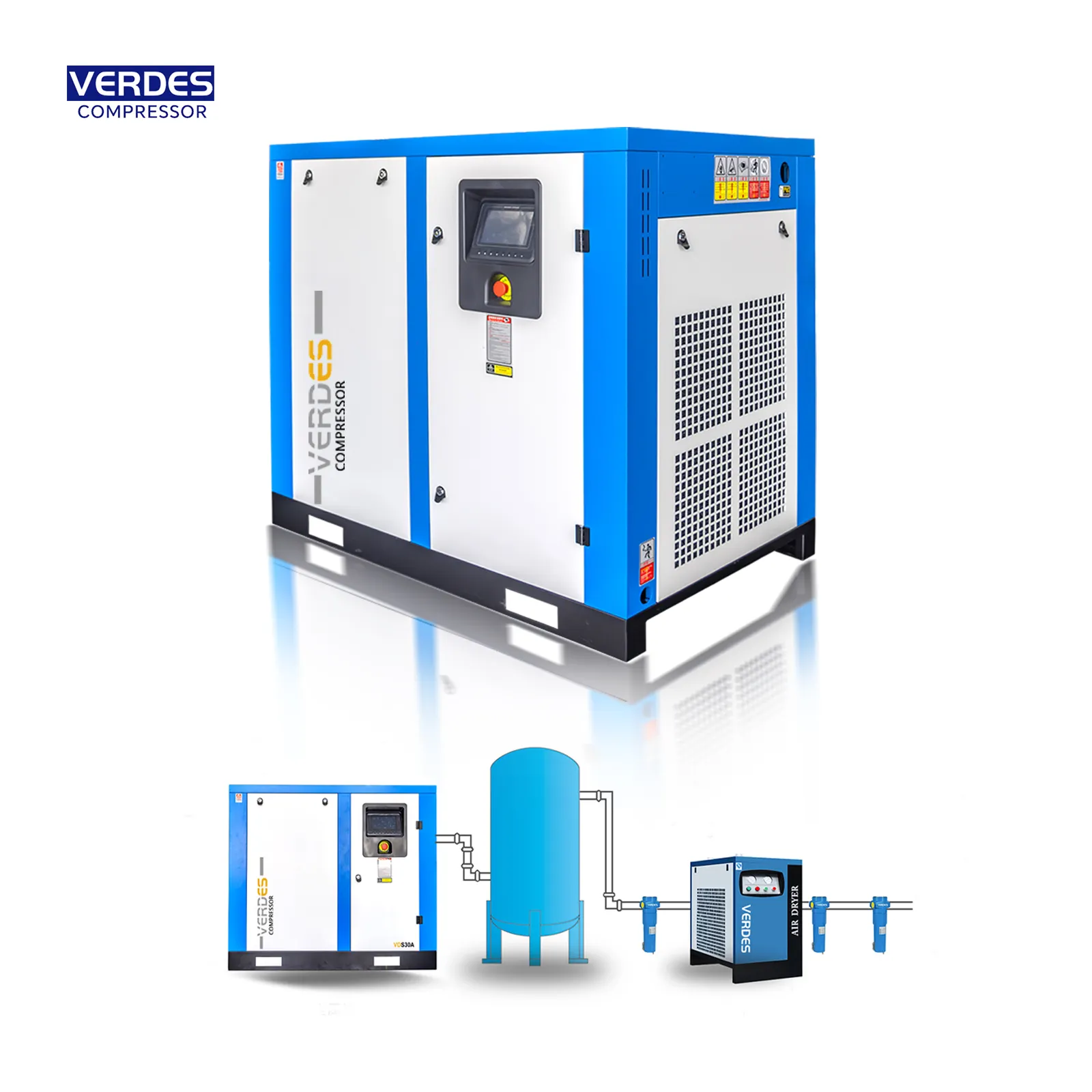 Máquina de compressor de ar de parafuso PM-VSD 8 10 bar 10hp para compressores industriais de 7,5kw 11kw 15kw 22kw 37kw 45kw 55kw