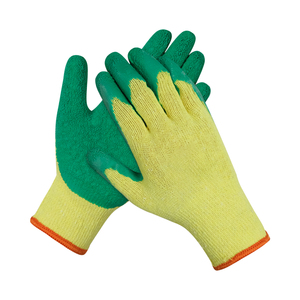 قفازات أمان متينة مضادة للانزلاق بسلاسة قفازات عمل من القطن الأصفر والأخضر واللاتكس - Product Image 3