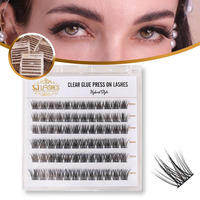 Cils en grappe pré-collés en fibres PBT, faux cils en gros, pas besoin de colle