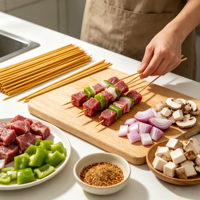 Brochettes de barbecue longues en bambou naturel de qualité alimentaire, écologiques, biodégradables, pointues, portables pour camping en extérieur et grillades au charbon de bois
