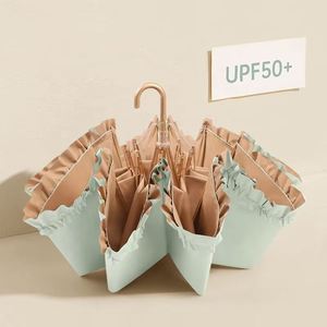 Sombrilla Portátil Ligera con Protección Solar UV, Diseño de Princesa con Encaje y Gancho Dorado Pequeño - Product Image 3
