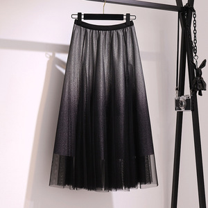 Chất Lượng Cao Thanh Lịch Long Lanh Tùy Chỉnh Quần Áo Vải Tuyn Cộng Với Kích Thước Của Phụ Nữ Váy Dài Lưới Văn Phòng Phụ Nữ Phong Cách Đồng Bằng Nhuộm Long Lanh - Product Image 2