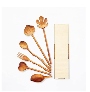 Ensemble cuillère et fourchette en bois naturel (lot <span class=keywords><strong>de</strong></span> 6) pour couples, cadeau <span class=keywords><strong>de</strong></span> nouvel an pour <span class=keywords><strong>maman</strong></span>, cadeau <span class=keywords><strong>de</strong></span> <span class=keywords><strong>cuisine</strong></span>, cadeau <span class=keywords><strong>de</strong></span> <span class=keywords><strong>cuisine</strong></span> créatif - Product Image 1