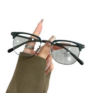 31269 Montura de gafas unisex de medio aro ovaladas con lentes de PC anti luz azul para protección de la visión de cerca - Product Image 1