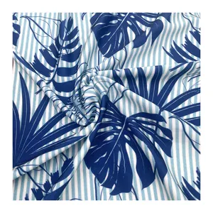 Темно-синий стиль полосы неоновый спандекс полиэстер тропический лист Цифровая печатная ткань для палатки