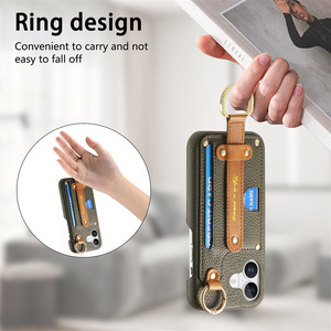 เคสหนังแบบกระเป๋าสตางค์พร้อมสายคล้องข้อมือสุดหรูสำหรับ <span class=keywords><strong>iPhone</strong></span> 17 16 15 14 13 11 Pro / 8 PLUS 13 12 MINI XR x ฝาหลังที่ใส่บัตร - Product Image 5