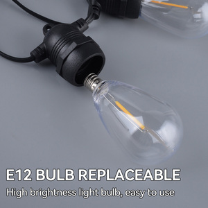 Dingdian LED Dây đèn kỳ nghỉ lễ hội trang trí LED chiếu sáng PC Nordic Đèn 80 E12 S15 ngoài trời không thấm nước LED 50ft IP44 - Product Image 4