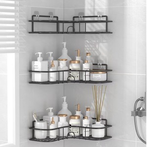 Bathroom storage <b>rack</b>, no-drill, wall-mounted, traceless, multi-functional wrought iron mesh long storage <b>rack</b> - Product Image 3