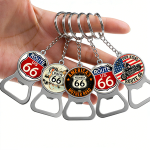 Porte-clé<span class=keywords><strong>s</strong></span> personnalisé avec design <span class=keywords><strong>Route</strong></span> 66 des États-Unis, en alliage de zinc émaillé 2D/3D, ouvre-bouteille de bière en métal - Product Image 1