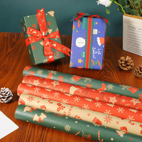 Papier d'emballage de Noël biodégradable de haute qualité, imprimé numériquement en rose, en gros, pour l'emballage de cadeaux