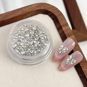 Ensemble de strass pour nail art en forme de cœur blanc, cristaux multiformes, strass plats roses, perles rondes, bijoux en diamant pour nail art et artisanat - Product Image 5