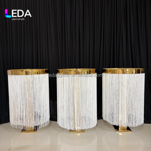 LEDA High Quality <b>Wedding</b> Centerpiece Shiny Gold Flower Stand Bead Curtain Decorative <b>Props</b> for <b>Wedding</b> Party Decor - Product Image 1