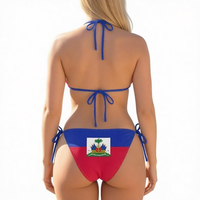 Maillot de bain triangle OEM ODM personnalisé avec drapeau haïtien, vêtements de plage, vente en gros, faible MOQ, approvisionnement direct usine pour les détaillants de boutiques