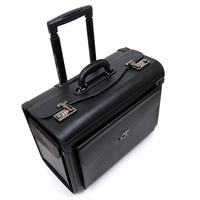 2024 haute qualité personnalisé rétro PU cuir pilote sac en aluminium compagnie aérienne embarquement bagages chariot valise serrure usage commercial