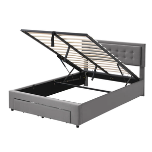 <span class=keywords><strong>Base</strong></span> de Cama Moderna de Tamaño Completo <span class=keywords><strong>con</strong></span> 2 Cajones, Estructura de Madera <span class=keywords><strong>con</strong></span> Listones, Tapicería de Terciopelo y Cabecera Ajustable - Product Image 3