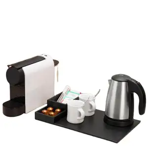 Guest Guess Customized Wholesale Eco-friendly Fashion Hotel Welcome Tray Cafing Hotel Electric Kettle Set Tray Black