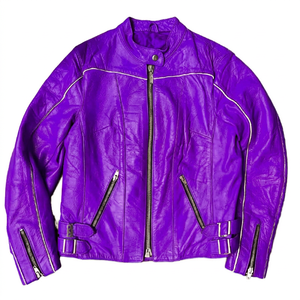 New Casual Vintage Genuine Leather Quilted <b>Jacket</b> Men Winter Windproof <b>Mandarin</b> <b>Collar</b> Zipper Closure Unisex Cotton Liner Motor - Product Image 3