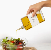 Vente en gros bouteille carrée en verre bouteilles de portionnement de condiments de cuisine 350ml 500ml distributeur de bouteilles d'huile d'olive avec verseurs