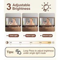 Ensemble de coiffeuse convertible de style mid-century en chêne massif couleur bois naturel de 40 pouces avec 4 tiroirs et miroir LED pour chambre à coucher SZT006