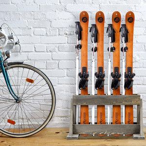 Espositore per bastoncini <span class=keywords><strong>da</strong></span> sci <span class=keywords><strong>in</strong></span> <span class=keywords><strong>legno</strong></span> Vintage autoportante per sci e Snowboard - Product Image 4