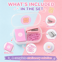 Ensemble de mini agrafeuse et de clips à papier Macaron mignons, combinaison pratique de fournitures de bureau pour étudiants