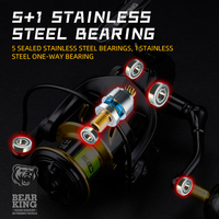 BEARKING B-Hawk 5 + 1BB Moulinet Spinning étanche à l'eau salée Max Drag 10kg 3000-6000 9 + 1BB Spinning Pesca Reel Accessoire de pêche