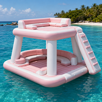 Dock gonflable pour marina avec bar central, sièges-canapés et parasol pour yacht, lac, plage, fête, activités de loisirs en plein air
