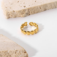 Bague en acier inoxydable plaqué or 18 carats, anneau en trois dimensions, pois d'amour, anneau ouvert pour femme