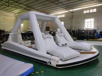 Île flottante gonflable en PVC pour fête aquatique, jet ski, bateau, bar flottant, canapé océanique avec tente