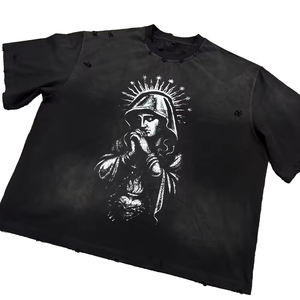 T-shirts graphiques streetwear personnalisés avec impression DTG, t-shirts vierges grande taille, t-shirts délavés à l'acide, t-shirts vintage surdimensionnés pour hommes OEM - Product Image 2
