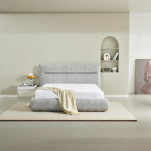 Cadre de lit de chambre principale en lin bleu sarcelle avec rangement hydraulique et tête de lit rembourrée surdimensionnée - Product Image 3