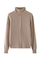Cardigan 100% cachemire, col haut pour femme, pull en tricot boutonné devant et derrière, veste unie